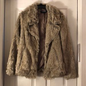 Light brown faux fur coat